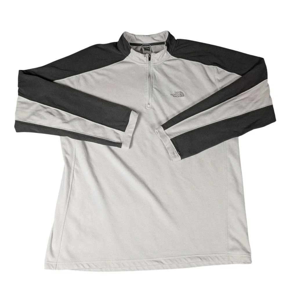 The North Face Mens Quarter Zip Fleece Pullover Grey Colorblock TKA 100 XL